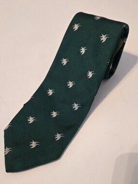 Robert Talbott Neck Tie Mens Green w/ Hummingbirds Castle Pines 56L 3.7W